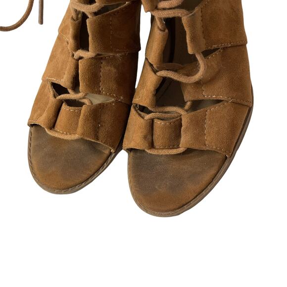 Kenneth Cole Reaction Size 7 Brown Leather Lace Up Tie Chunky Heels - Picture 7 of 9